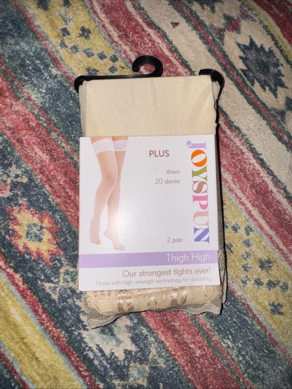 Joyspun Thigh High Sheer Lace Top Stockings Womens Plus Size Nude 1 Pair
